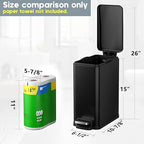 Slim Bathroom Trash Can with Lid Soft Close, 2.6 Gallon Stainless Steel Garbage - Image 3