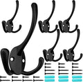 IBosins 6 Pack Big Heavy Duty Three Prongs Coat Hooks Wall Mounted by IBosins