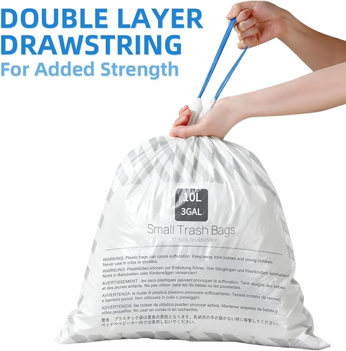 XUXRUS Small Trash Bags 3 Gallon Drawstring, Strong & Durable, Easy-Dispense - Image 8