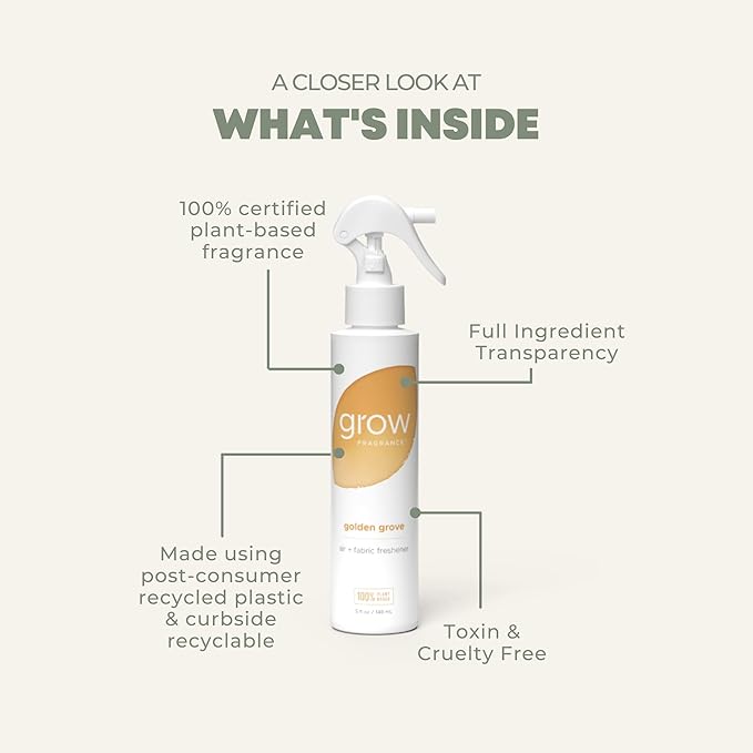 Grow Fragrance 100% Plant-Based Air Freshener Spray | Freshen Fabric & Rooms | - Image 7