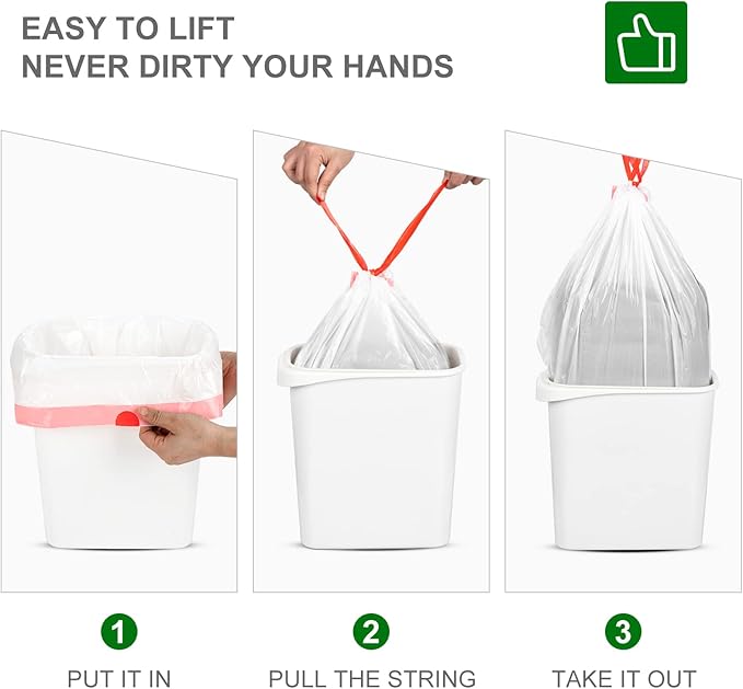 Drawstring Small Trash Bags, Magesh 4 Gallon Drawstring Extra Thick Garbage - Image 5