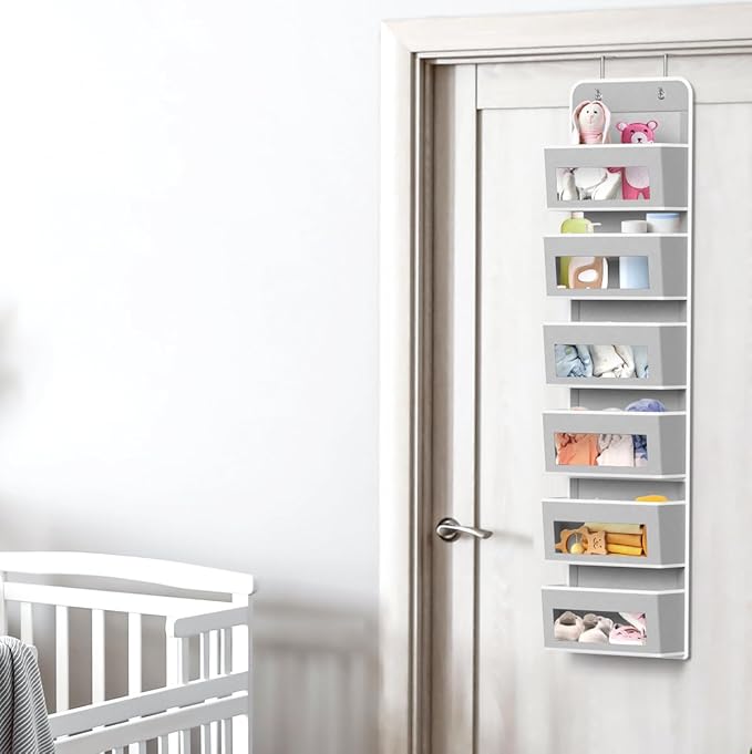 Simple Houseware 6 Clear Window Pocket Over Closet Door Storage Hanging - Image 6