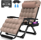Suteck Oversized Zero Gravity Chair,33In XXL Lounge Chair w/Removable Cushion&Headrest, Reclining Camping Chair w/Upgraded Lock and Footrest, Reclining Patio Chairs Recliner for Indoor Outdoor,500LBS by Suteck