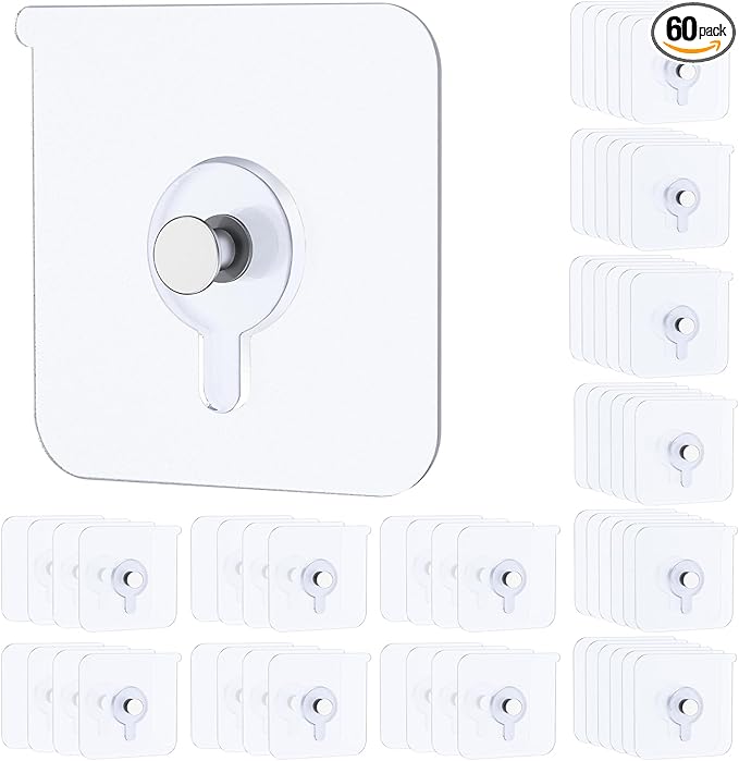 Uniclife 60 Pcs Self Adhesive Picture Hooks 33 Max lbs Load No Drill Screw by UnicLife