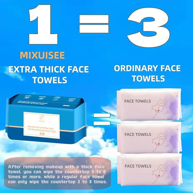 Disposable face towel, MIXUISEE thick and soft face towels, 100% cotton face - Image 3