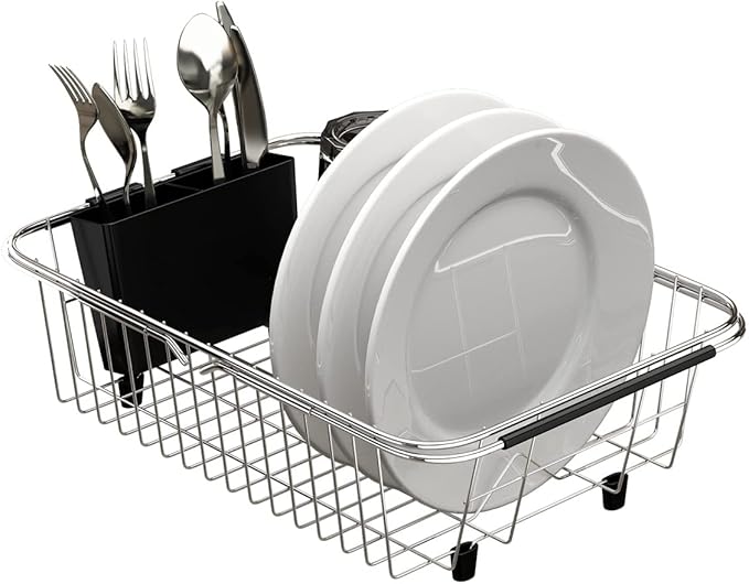 Adjustable Over Sink Dish Rack Stainless Steel Dish Drying Rack On Counter or by TESOT