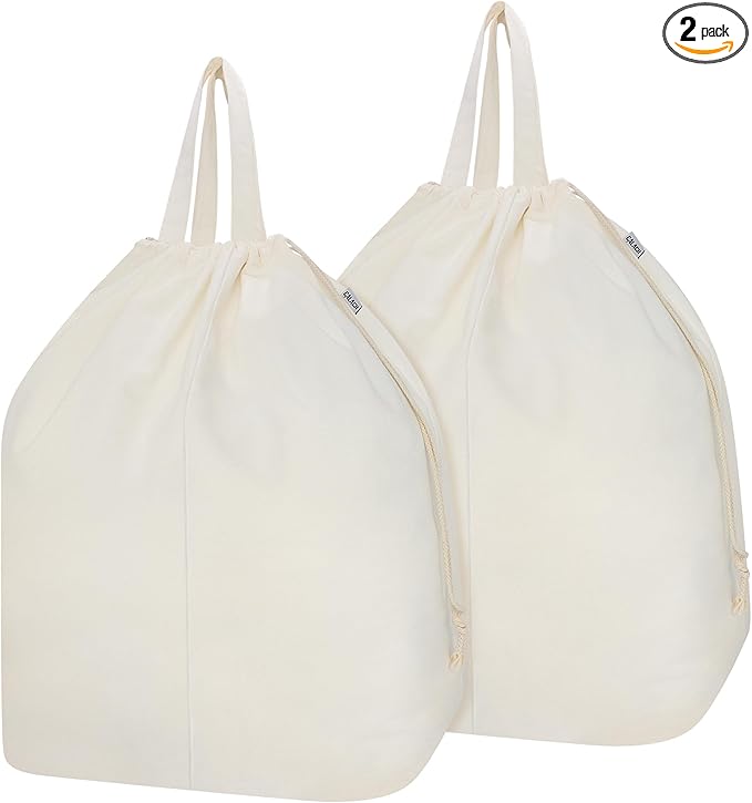 Canvas Laundry Bags with Handles & Rectangular Base, 90L Extra Large Heavy Duty by CALACH