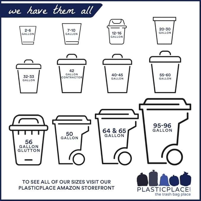 Plasticplace 95-96 Gallon Heavy Duty Black Trash Bags - Image 3