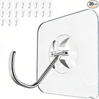 Heavy Duty Adhesive Hooks 20-Pack: Holds 22lb, Strong Reusable & Waterproof by Latoxcaa-SpaceMaster