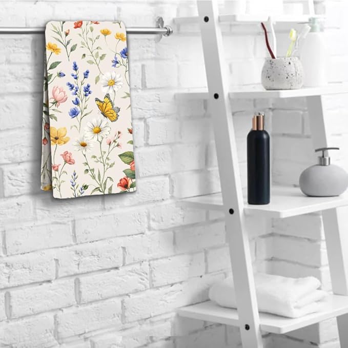 Wildflower Floral Hand Towels, 2 Packs Decorative Meadow Floral Kitchen Towels - Image 5