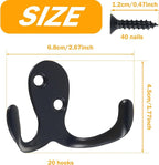 20Pcs Double Hooks For Hanging Heavy Duty Coat Hooks Bulk Double Prong Utility - Image 2