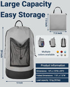 Laundry Bag with Shoulder Straps and Mesh Pocket Laundry Backpack Large - Image 2