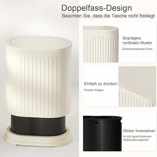 1.6 Gallon Trash Can with Lid, Small Bathroom Trash Can Wastebasket, Slim - Image 4