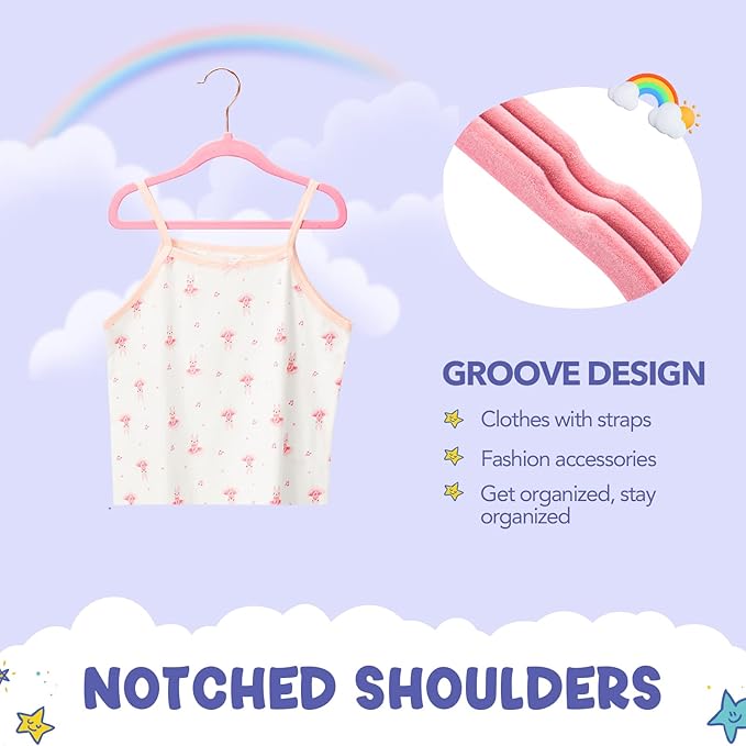 HOUSE DAY Velvet Baby Hangers for Closet, Kids Hangers Velvet 60 Pack, Non Slip - Image 6