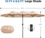 SUPERJARE 13FT Outdoor Umbrella for Patio, Double sided Pool Umbrellas with Fade Resistant Canopy, Large Table Umbrella for Deck, Market, Backyard - Beige - Image 7