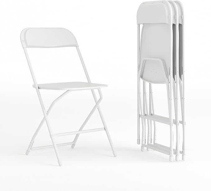 Flash Furniture Hercules Series Plastic Folding Chair - White - 4 Pack 650LB Weight Capacity Comfortable Event Chair-Lightweight Folding Chair by FlashFurniture