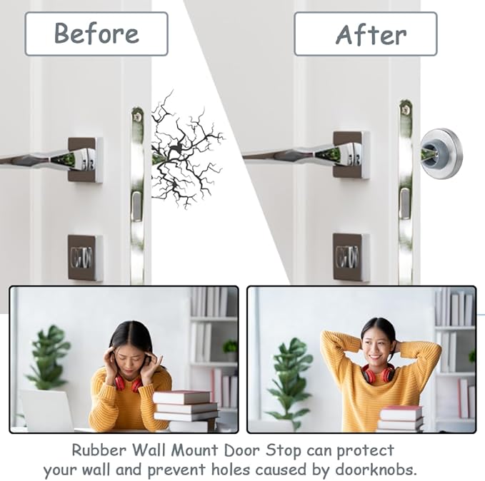 6pcs Concave Wall Door Stopper Bumper Door Stop Wall Mount Protector Stainless - Image 4