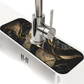 Kitchen Sink Splash Guard，Black and metallic gold marble Faucet Mat Sink by ZHUZHISHAN