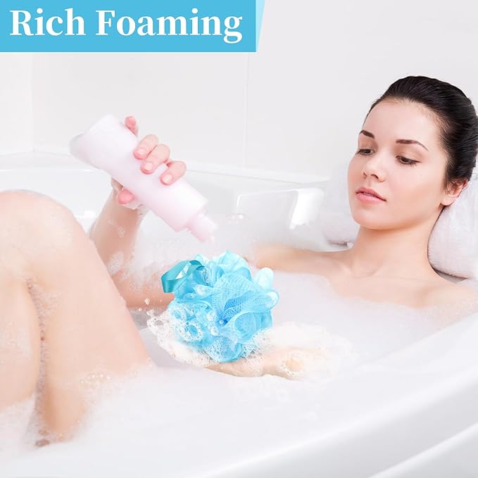 Bath Loofah Shower Sponge Body Back Scrubber Soft Mesh Shower Puffs Exfoliating - Image 6