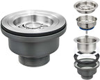 3-1/2 ‘’Kitchen Sink Drain Assembly Kit 304 Stainless Steel Sink Strainer Drain by QruiLanTu