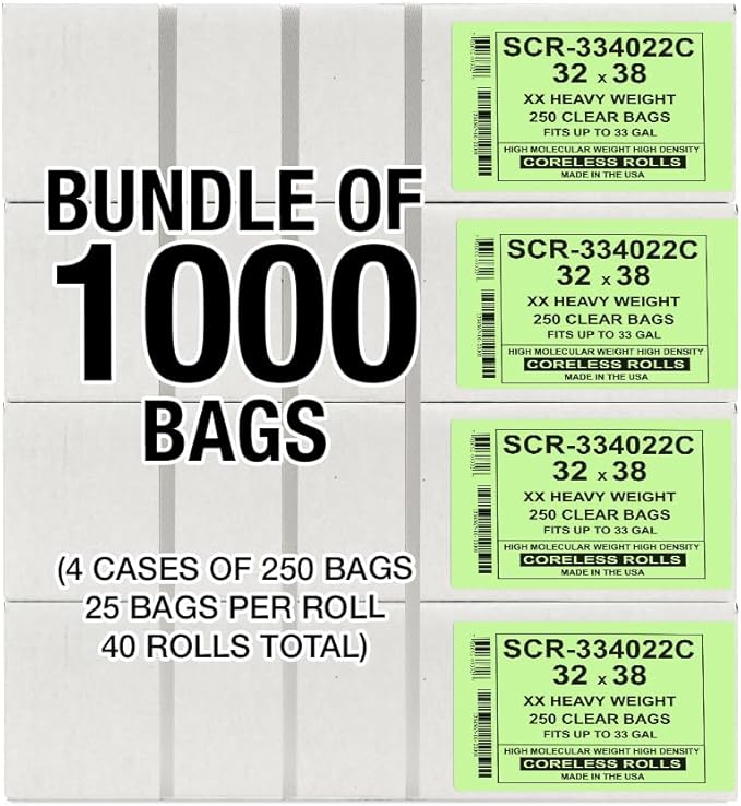 Aluf Plastics 33 Gallon 22 Micron Premium Clear Trash Bags - Image 7