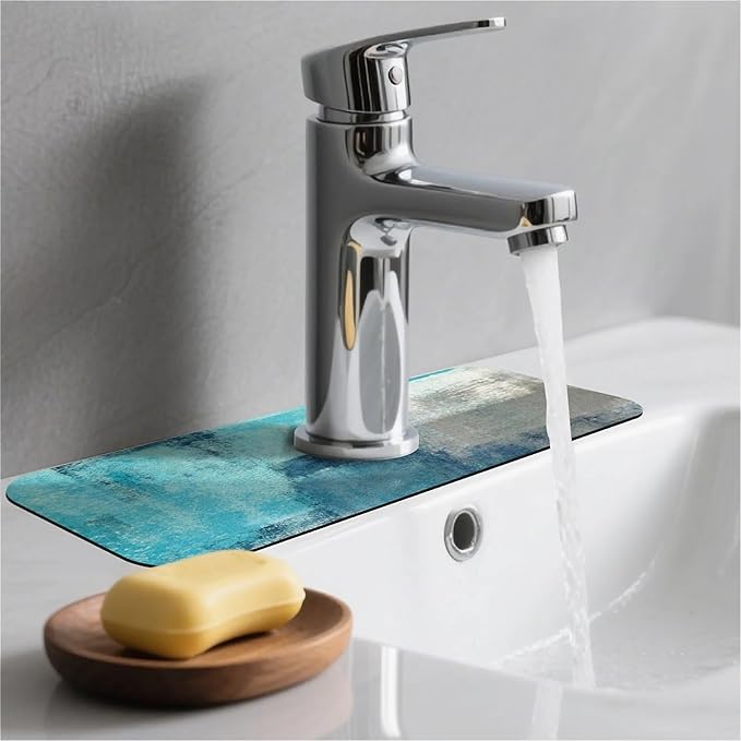 Kitchen Sink Splash Guard，Blue ocean Faucet Mat Sink Gadgets-Super Absorbent - Image 2