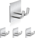 Adhesive Hooks, Stick on Stainless Steel Towel Robe Razor Wall Hooks by AdhesiveHooks