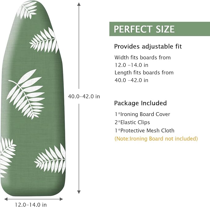 SheeChung 14x42 Inch Over-The-Door Ironing Board Cover and Pad, Cotton Cover - Image 2