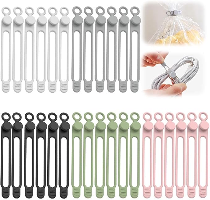30pcs Data Cable Organizer, 2025 New Silicone Cable Ties Cable Management by Cecurpo
