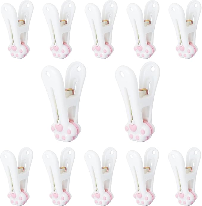 1 Set Pink Cat Paw Plastic Clothes Pegs 55x34mm Food Packaging/Towel Fixing by ITROLLE