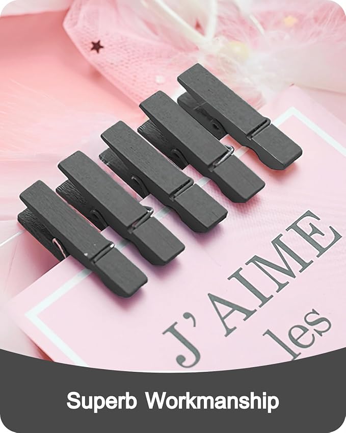 Mini Clothes Pins Wooden Colored Black Small Clothespins - Image 8