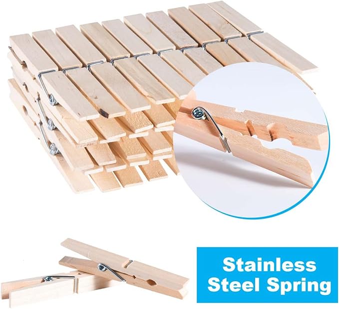 SenseYo 300 Pcs 2.9 Inch Wooden Clothespins Clips - Image 4