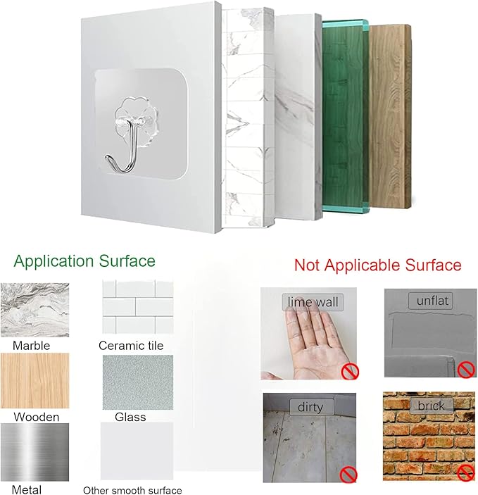 Adove Adhesive Hooks for Hanging, Heavy Duty Wall Hooks 20 Pack, Removable - Image 6