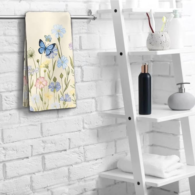Watercolor Floral Hand Towels, 2 Packs 28.7X 13.7 Inch Spring Summer Bathroom - Image 5