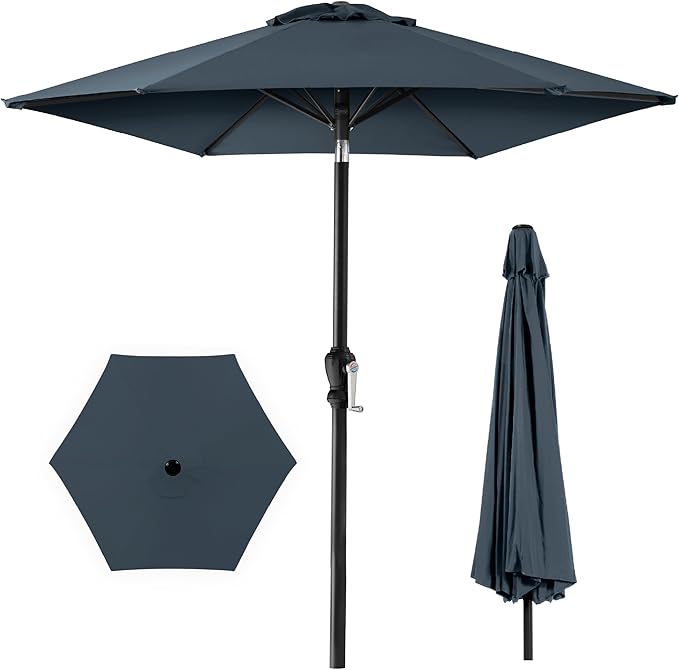 Best Choice Products 10ft Outdoor Table Compatible Steel Polyester Market Patio Umbrella w/Crank and Easy Push Button Tilt by BestChoiceProducts
