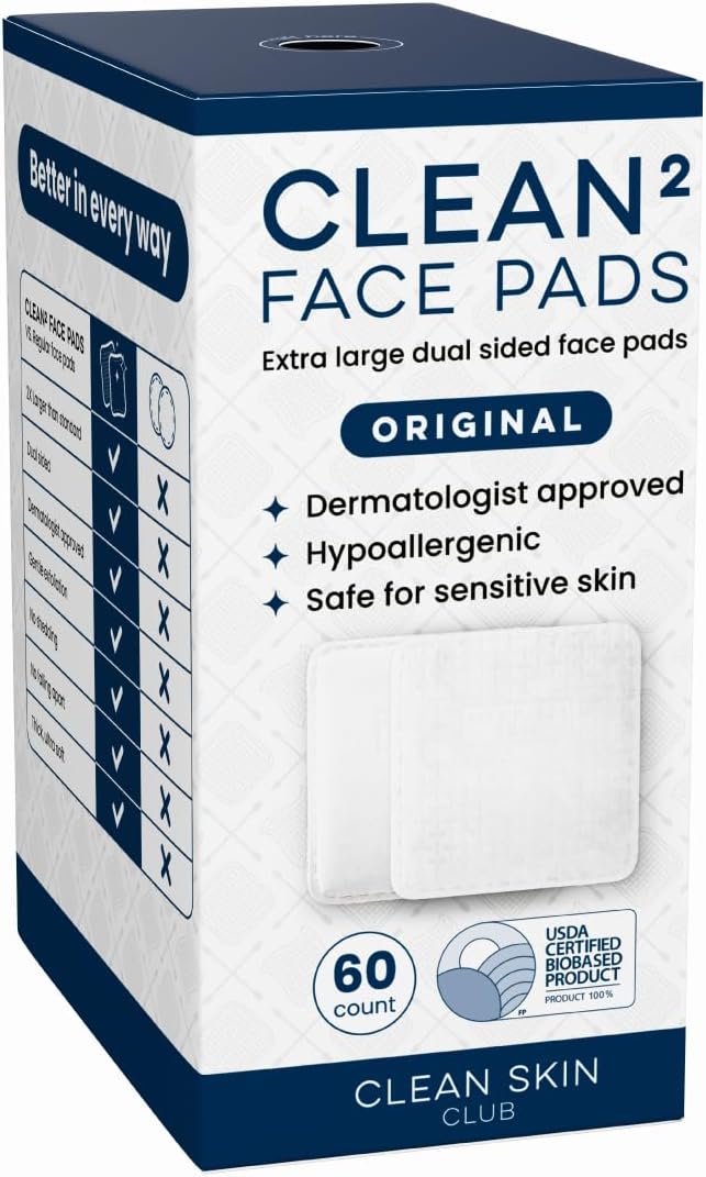 Clean Skin Club Clean² Pads 2.0 Guaranteed Not to Shed & Tear Face Pads by CLEANSKINCLUB