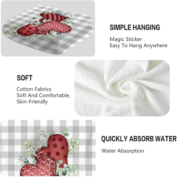 Valentines Hand Towels, Watercolor Eucalyptus Floral Bathroom Towels Decorative - Image 3