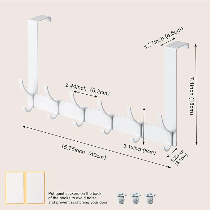 BOOMIBOO Over The Door Hooks, Sturdy Door Hanger, Towel Rack Towel Hooks - Image 4
