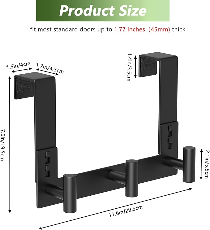 Stainless Steel Over Door Hooks, Over Door Hanger Holder - Image 2