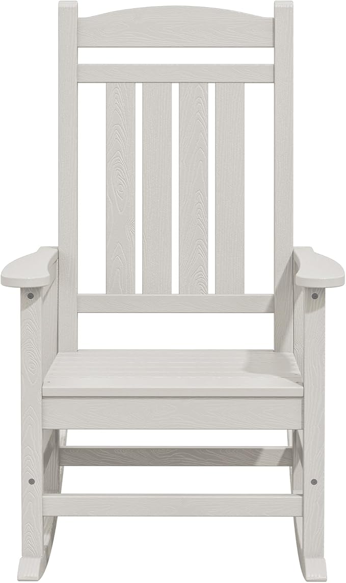 KINGYES Oversized Outdoor Rocking Chair Set of 4, High Density Polyethylene Patio Rocking Chairs with 330lbs Support for Adults, White - Image 9