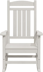 KINGYES HDPE Rocking Chairs Outdoor, Patio Rocking Chairs with 330lbs Support, Smooth Porch Rocker for Deck Lawn Yard, White - Image 9