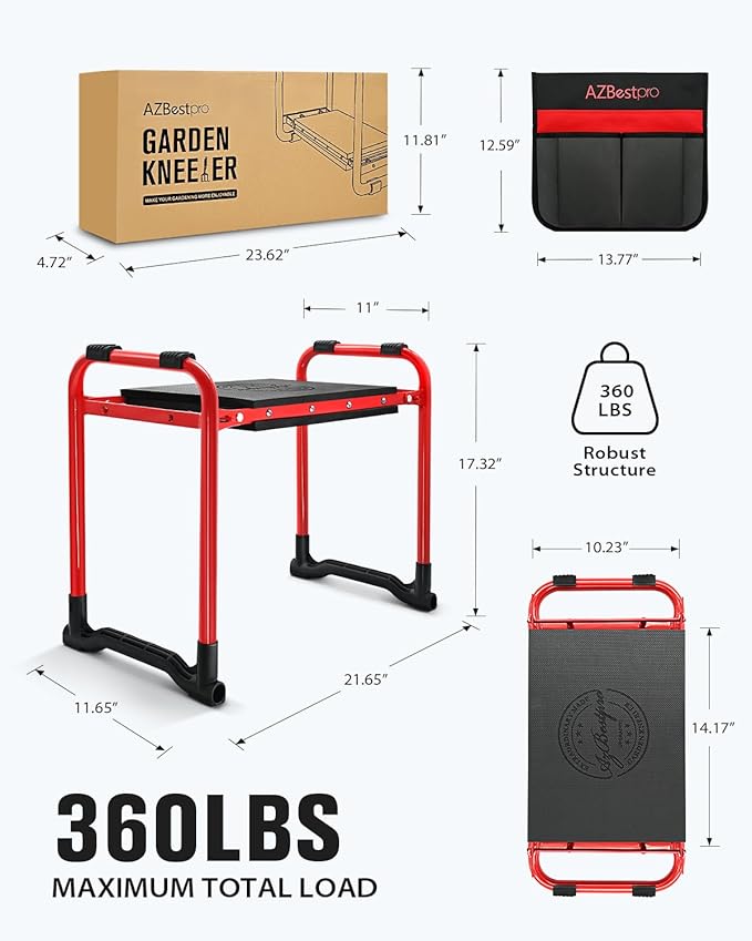 Garden Kneeler and Seat Heavy Duty,Upgraded Foldable Gardening Stool Widened to 10" Stable Wear-Resistant Prevent Knee and Back Pain, Bench High-End 2 Large Tool Bags Gift for Women - Image 2