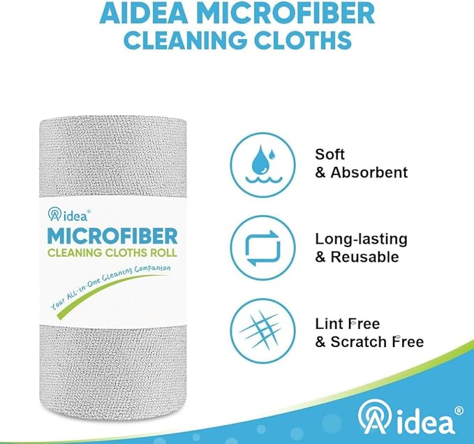 AIDEA Microfiber Cleaning Cloth 330 Sheets 6 Roll, Shop Towels, Shop Rags - Image 3
