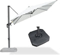 PURPLE LEAF 8 Feet Square Cantilever Umbrella Patio Umbrella with Base Outdoor Umbrella Aluminum Offset with 360-degree Rotation for Garden Deck Pool Patio White by PURPLELEAF