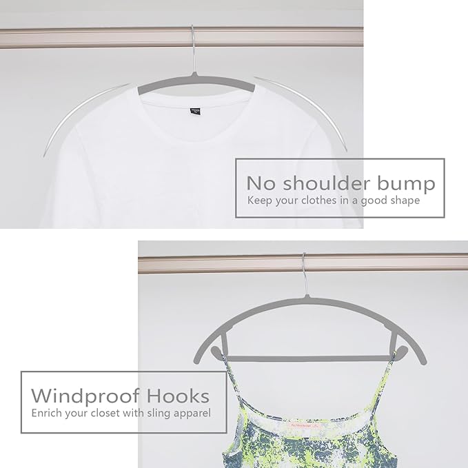 MIZGI Premium Velvet Hangers 60 Pack Heavyduty- Non Slip No Shoulder Bump Suit - Image 5