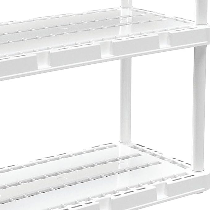Gracious Living 3 Pack Light Duty Storage Shelves, Knect-A-Shelf 4-Shelf Ventilated Shelving Rack Organizer for Home, Garage, Basement & Laundry, White - Image 9