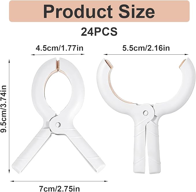 24 Pack Large Towel Clips Plastic Clothes Pins, Heavy Duty Drying Clips - Image 4