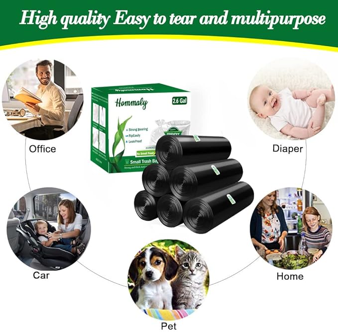 Hommaly 1.2 Gallon 240 pcs Small Black Trash Bags, Strong Garbage Bags - Image 8