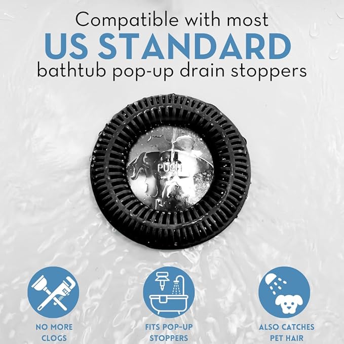 Hair Catcher for Shower Drain & Bathtub – TubRing Pop-Up Drain Protector & - Image 4