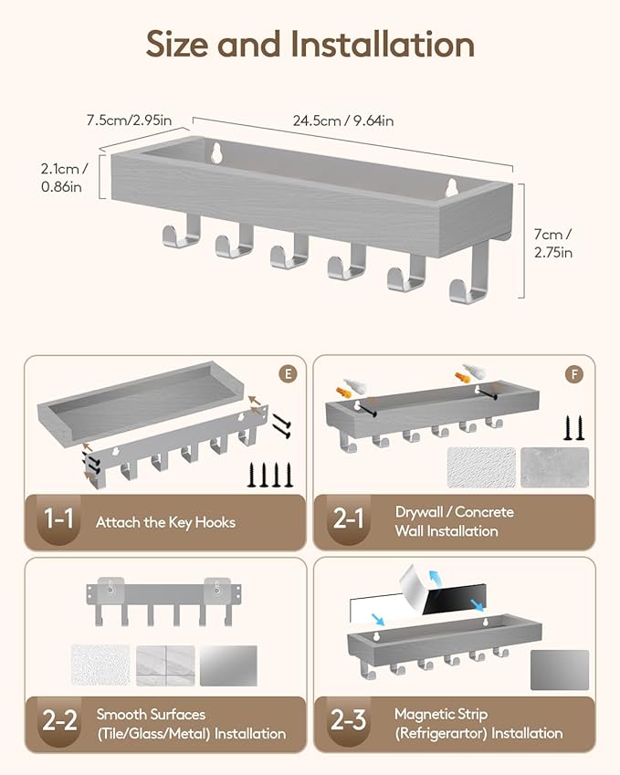 Key Holder Wall Mount Adhesive Magnetic - Image 7